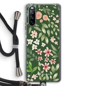 CaseCompany Botanical green sweet flower heaven: Sony Sony Xperia 10 III Transparant Hoesje met koord