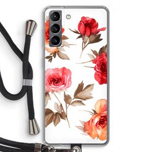 CaseCompany Roosjes: Samsung Galaxy S21 Transparant Hoesje met koord