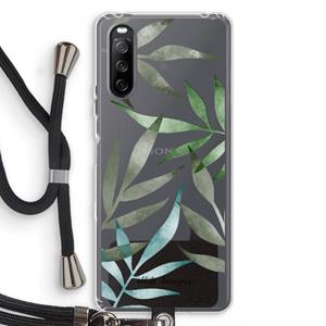 CaseCompany Tropical watercolor leaves: Sony Sony Xperia 10 III Transparant Hoesje met koord