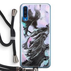 CaseCompany Pastel zwart: Samsung Galaxy A50 Transparant Hoesje met koord