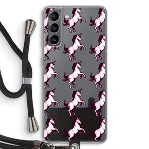 CaseCompany Musketon Unicorn: Samsung Galaxy S21 Transparant Hoesje met koord