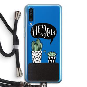 CaseCompany Hey you cactus: Samsung Galaxy A50 Transparant Hoesje met koord