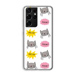 CaseCompany Meow: Samsung Galaxy S21 Ultra Transparant Hoesje