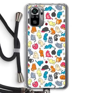 CaseCompany Kleurrijke katten: Xiaomi Redmi Note 10S Transparant Hoesje met koord