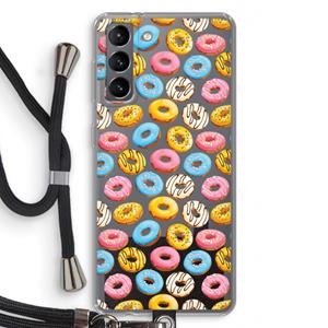 CaseCompany Pink donuts: Samsung Galaxy S21 Transparant Hoesje met koord