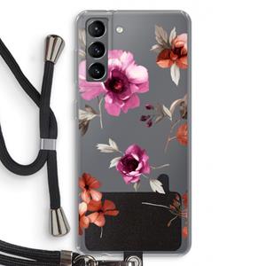CaseCompany Geschilderde bloemen: Samsung Galaxy S21 Transparant Hoesje met koord