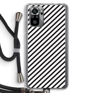 CaseCompany Strepen zwart-wit: Xiaomi Redmi Note 10S Transparant Hoesje met koord