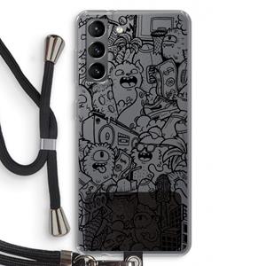 CaseCompany Vexx Black City : Samsung Galaxy S21 Transparant Hoesje met koord