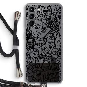 CaseCompany Vexx Black Mixtape: Samsung Galaxy S21 Transparant Hoesje met koord