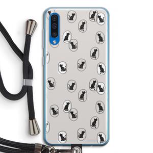 CaseCompany Miauw: Samsung Galaxy A50 Transparant Hoesje met koord