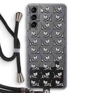 CaseCompany Zwarte poes: Samsung Galaxy S21 Transparant Hoesje met koord