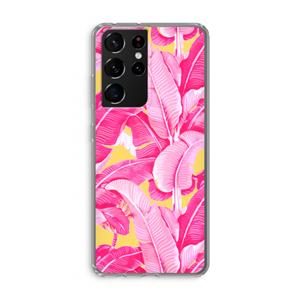 CaseCompany Pink Banana: Samsung Galaxy S21 Ultra Transparant Hoesje