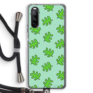 CaseCompany Groene blaadjes: Sony Sony Xperia 10 III Transparant Hoesje met koord