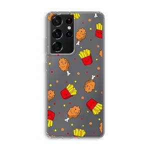 CaseCompany Chicken 'n Fries: Samsung Galaxy S21 Ultra Transparant Hoesje