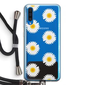 CaseCompany Margrietjes: Samsung Galaxy A50 Transparant Hoesje met koord