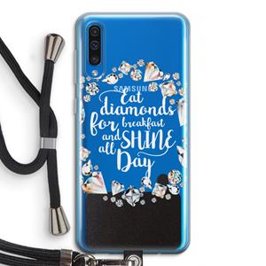 CaseCompany Diamonds: Samsung Galaxy A50 Transparant Hoesje met koord
