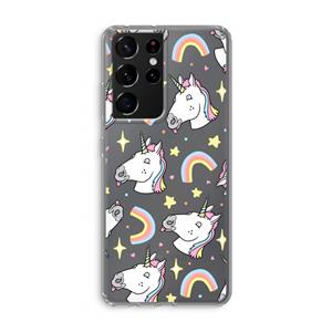 CaseCompany Rainbow Unicorn: Samsung Galaxy S21 Ultra Transparant Hoesje