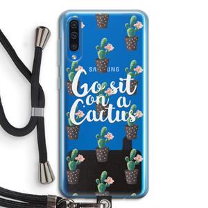CaseCompany Cactus quote: Samsung Galaxy A50 Transparant Hoesje met koord