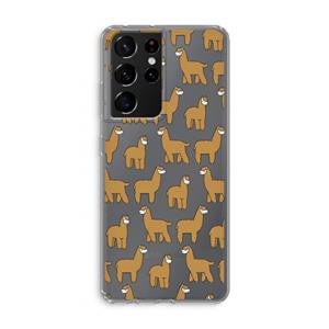 CaseCompany Alpacas: Samsung Galaxy S21 Ultra Transparant Hoesje