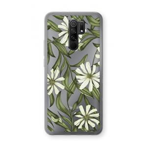 CaseCompany Wit bloemenpatroon: Xiaomi Redmi 9 Transparant Hoesje