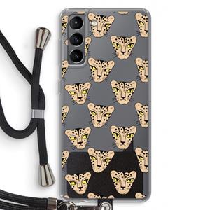 CaseCompany Tijger: Samsung Galaxy S21 Transparant Hoesje met koord