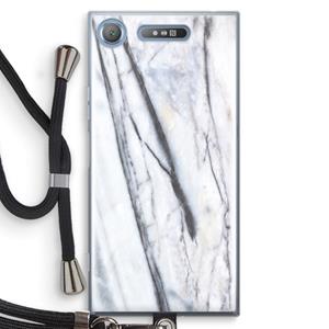 CaseCompany Gestreepte marmer: Sony Xperia XZ1 Transparant Hoesje met koord