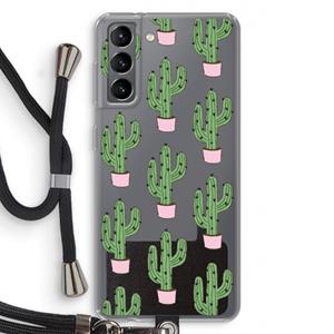 CaseCompany Cactus Lover: Samsung Galaxy S21 Transparant Hoesje met koord