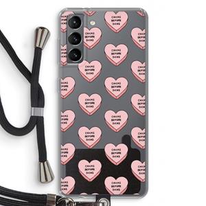 CaseCompany Chicks before dicks: Samsung Galaxy S21 Transparant Hoesje met koord