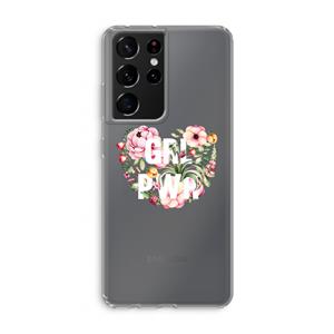 CaseCompany GRL PWR Flower: Samsung Galaxy S21 Ultra Transparant Hoesje