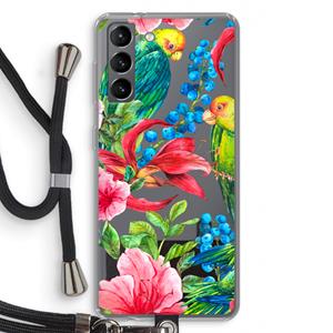 CaseCompany Papegaaien: Samsung Galaxy S21 Transparant Hoesje met koord