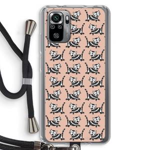 CaseCompany Zwarte poes: Xiaomi Redmi Note 10S Transparant Hoesje met koord