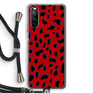 CaseCompany Red Leopard: Sony Sony Xperia 10 III Transparant Hoesje met koord