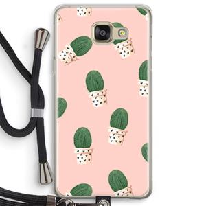CaseCompany Cactusprint roze: Samsung Galaxy A5 (2016) Transparant Hoesje met koord