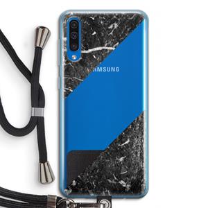 CaseCompany Zwart marmer: Samsung Galaxy A50 Transparant Hoesje met koord
