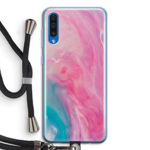 CaseCompany Roze explosie: Samsung Galaxy A50 Transparant Hoesje met koord