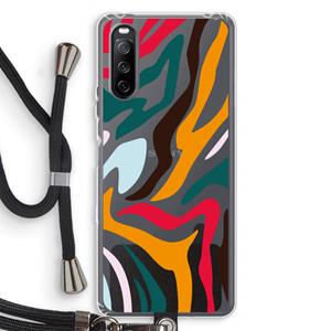 CaseCompany Colored Zebra: Sony Sony Xperia 10 III Transparant Hoesje met koord