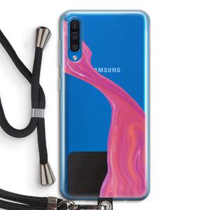 CaseCompany Paarse stroom: Samsung Galaxy A50 Transparant Hoesje met koord