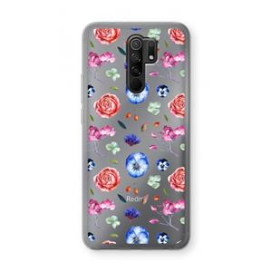 CaseCompany Bloemetjes: Xiaomi Redmi 9 Transparant Hoesje