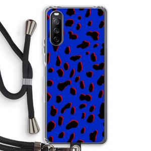 CaseCompany Blue Leopard: Sony Sony Xperia 10 III Transparant Hoesje met koord