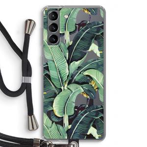 CaseCompany Bananenbladeren: Samsung Galaxy S21 Transparant Hoesje met koord