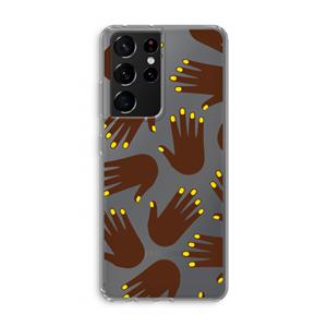 CaseCompany Hands dark: Samsung Galaxy S21 Ultra Transparant Hoesje