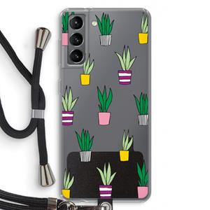 CaseCompany Sanseveria: Samsung Galaxy S21 Transparant Hoesje met koord