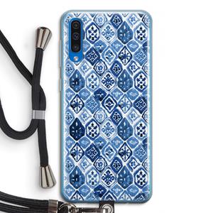 CaseCompany Blauw motief: Samsung Galaxy A50 Transparant Hoesje met koord