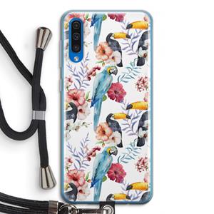 CaseCompany Bloemen tukan: Samsung Galaxy A50 Transparant Hoesje met koord
