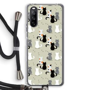 CaseCompany Katten: Sony Sony Xperia 10 III Transparant Hoesje met koord