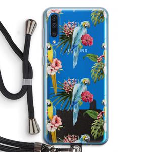 CaseCompany Kleurrijke papegaaien: Samsung Galaxy A50 Transparant Hoesje met koord