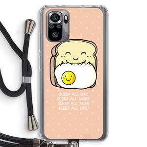 CaseCompany Sleep All Day: Xiaomi Redmi Note 10S Transparant Hoesje met koord