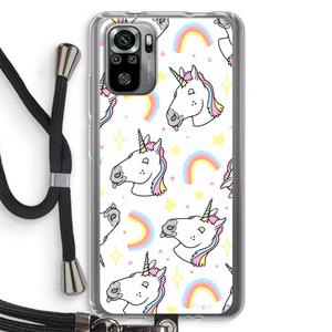 CaseCompany Rainbow Unicorn: Xiaomi Redmi Note 10S Transparant Hoesje met koord