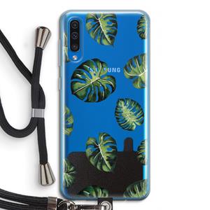 CaseCompany Tropische bladeren: Samsung Galaxy A50 Transparant Hoesje met koord