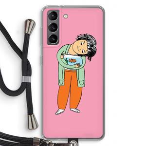 CaseCompany Visknuffel: Samsung Galaxy S21 Transparant Hoesje met koord